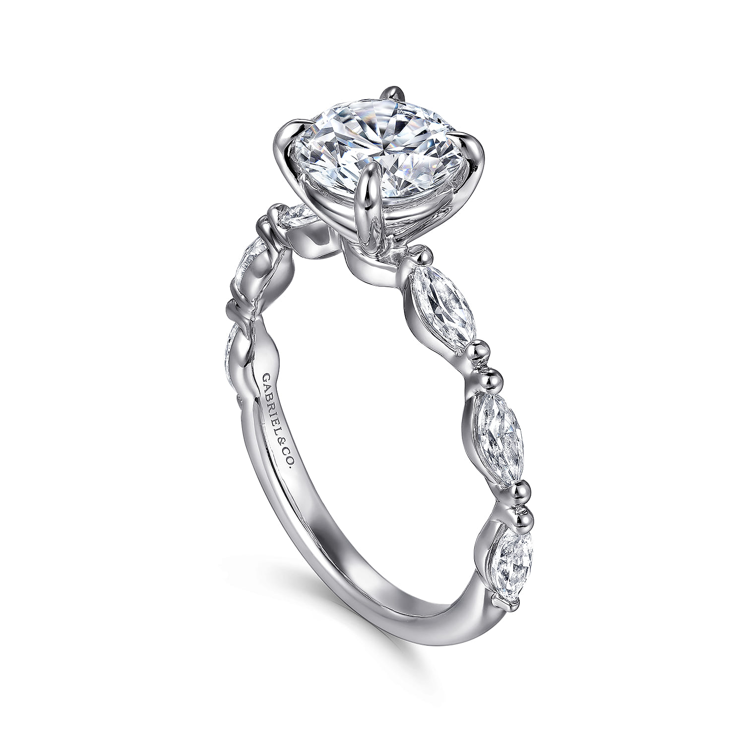 Caitte - 14K White Gold Round Double Prong Diamond Engagement Ring - 0.5 ct - Shot 3