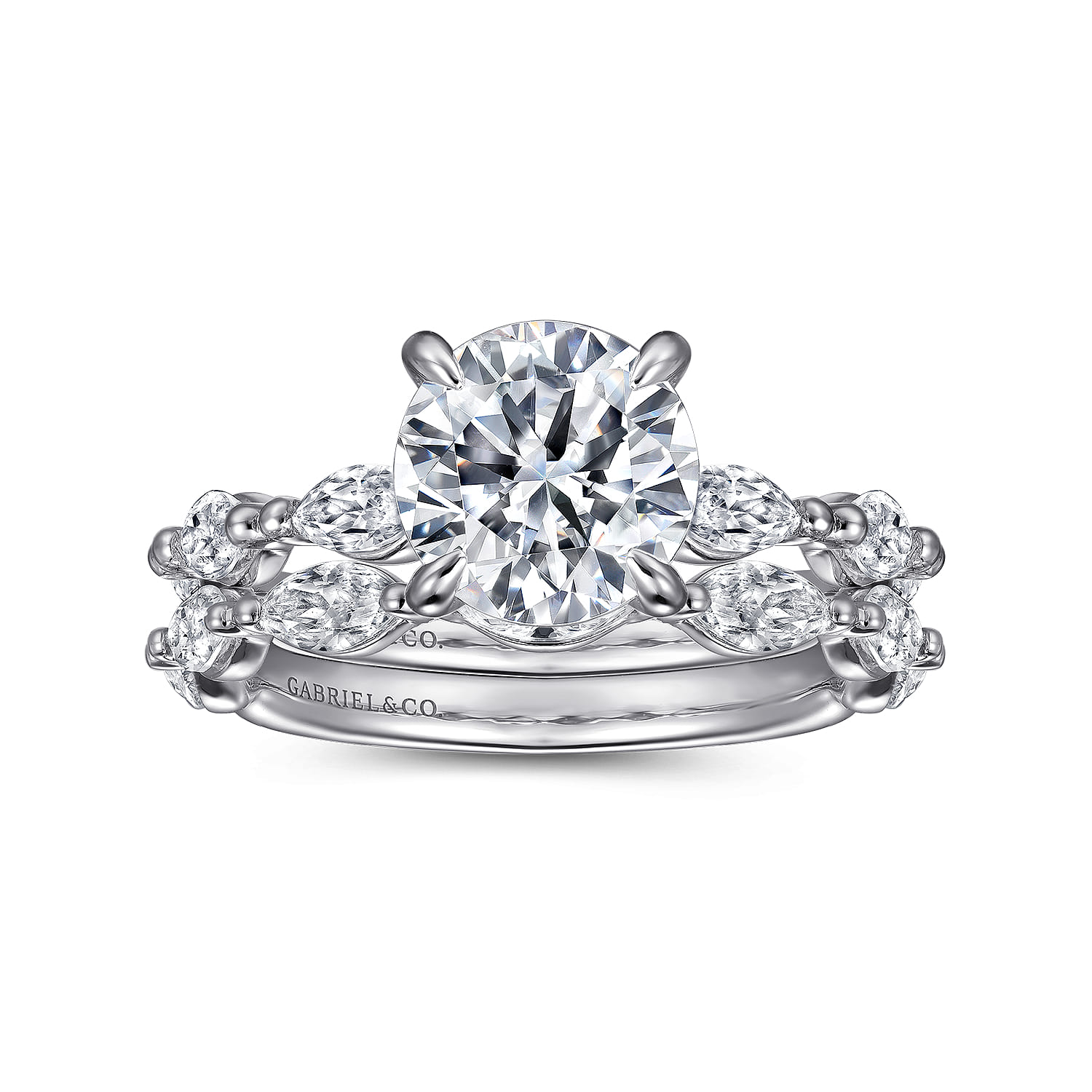 Caitte - 14K White Gold Round Double Prong Diamond Engagement Ring - 0.5 ct - Shot 4