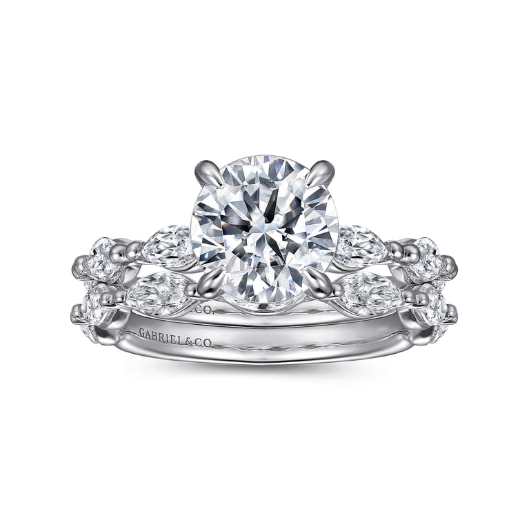 Caitte - 14K White Gold Round Double Prong Diamond Engagement Ring - 0.5 ct - Shot 4