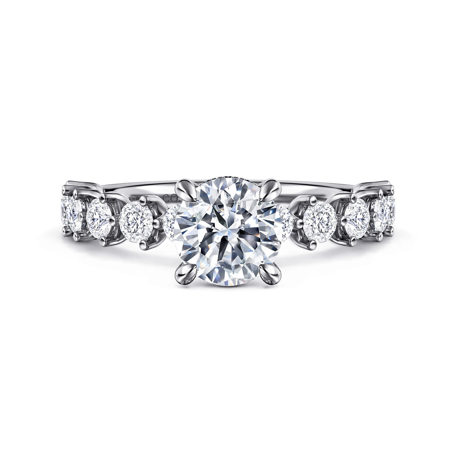 Zelmira - 14K White Gold Round Diamond Engagement Ring - 0.95 ct - Shot 1
