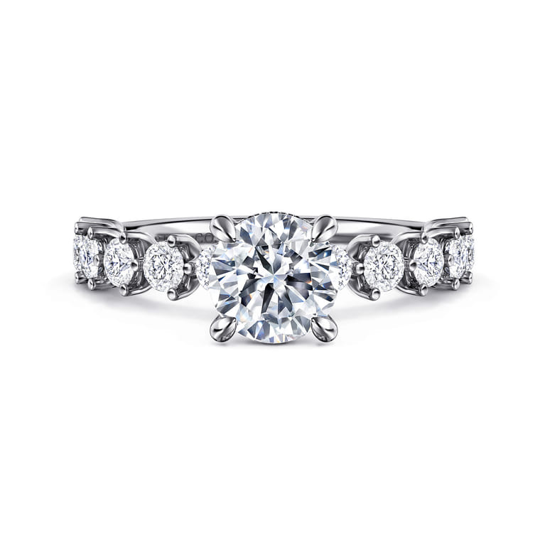 Zelmira - 14K White Gold Round Diamond Engagement Ring - 0.95 ct - Shot 1