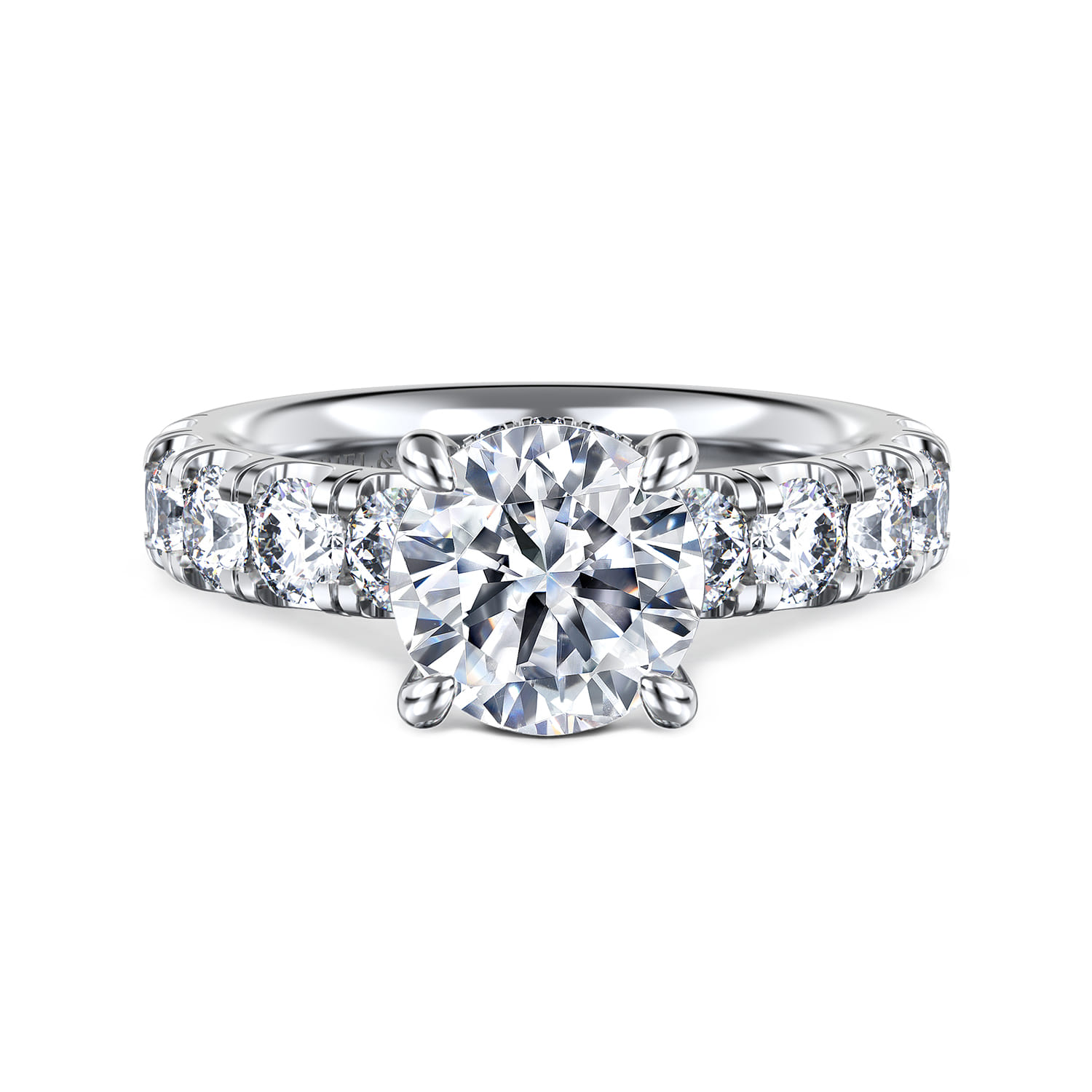 Broderick - 14K White Gold Round Diamond Engagement Ring - 1.5 ct - Shot 1