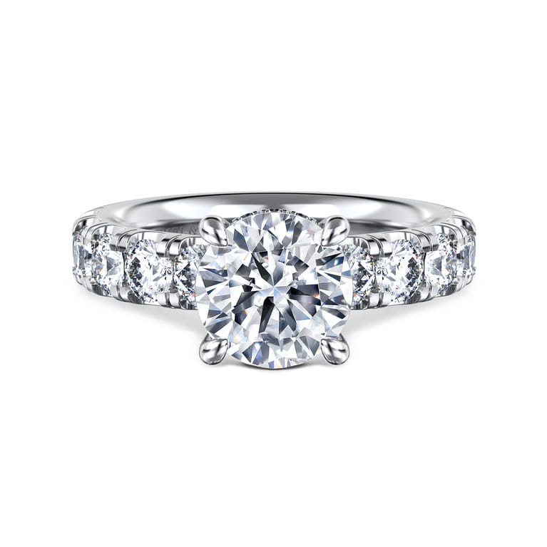 Broderick - 14K White Gold Round Diamond Engagement Ring - 1.5 ct - Shot 1