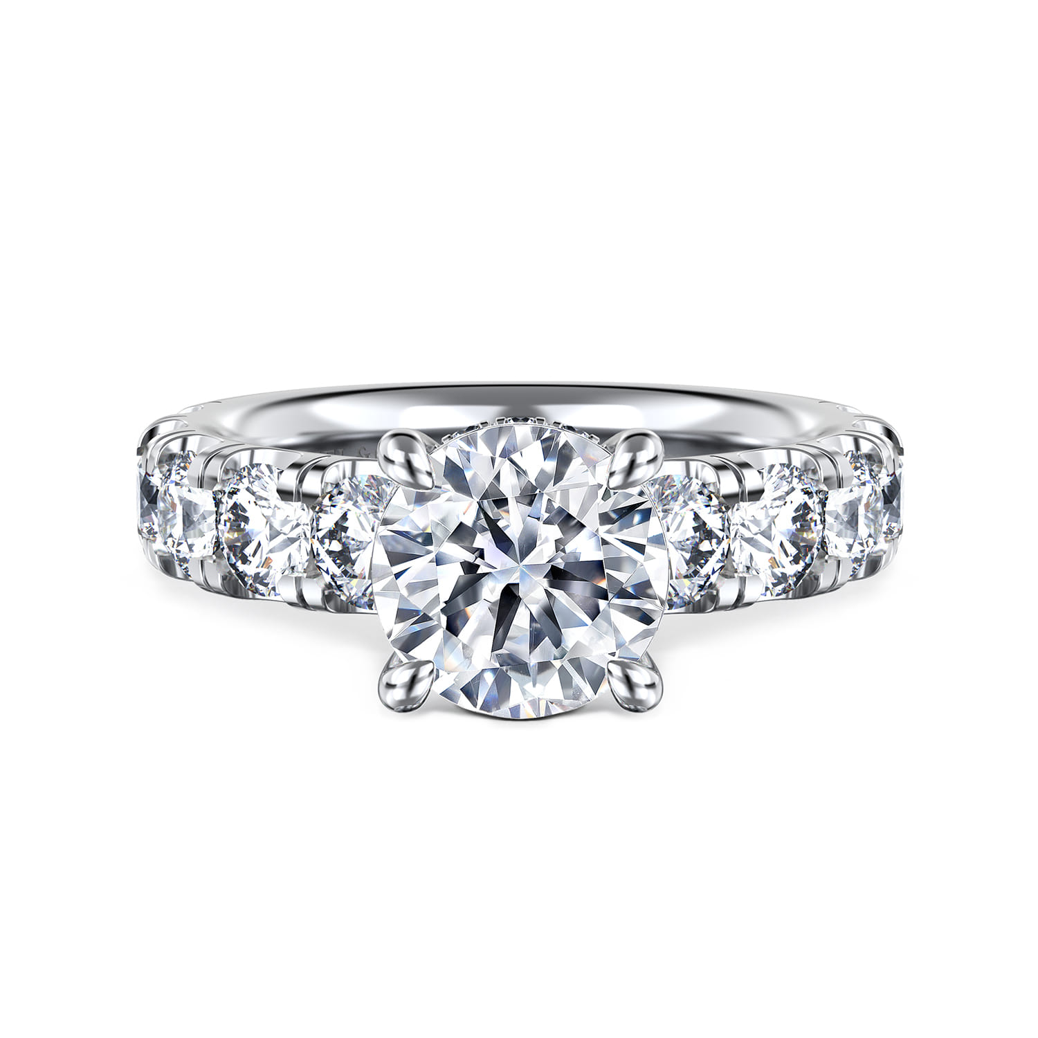 Broderick - 14K White Gold Round Diamond Engagement Ring - 2 ct - Shot 1
