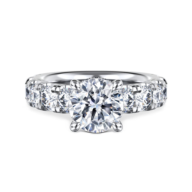Broderick - 14K White Gold Round Diamond Engagement Ring - 2 ct - Shot 1