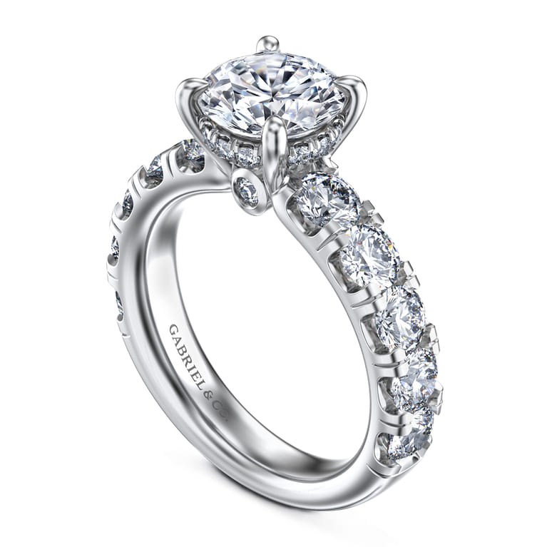 Broderick - 14K White Gold Round Diamond Engagement Ring - 2 ct - Shot 3