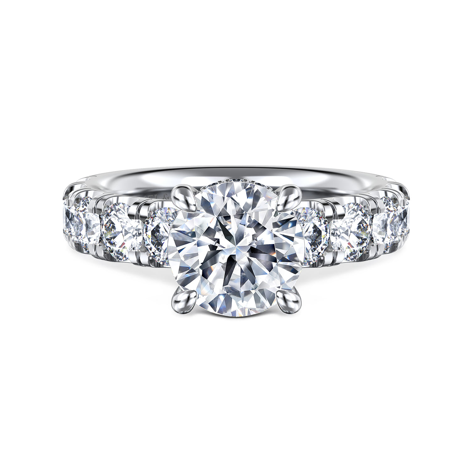 Broderick - 14K White Gold Round Diamond Engagement Ring - 1.7 ct - Shot 1