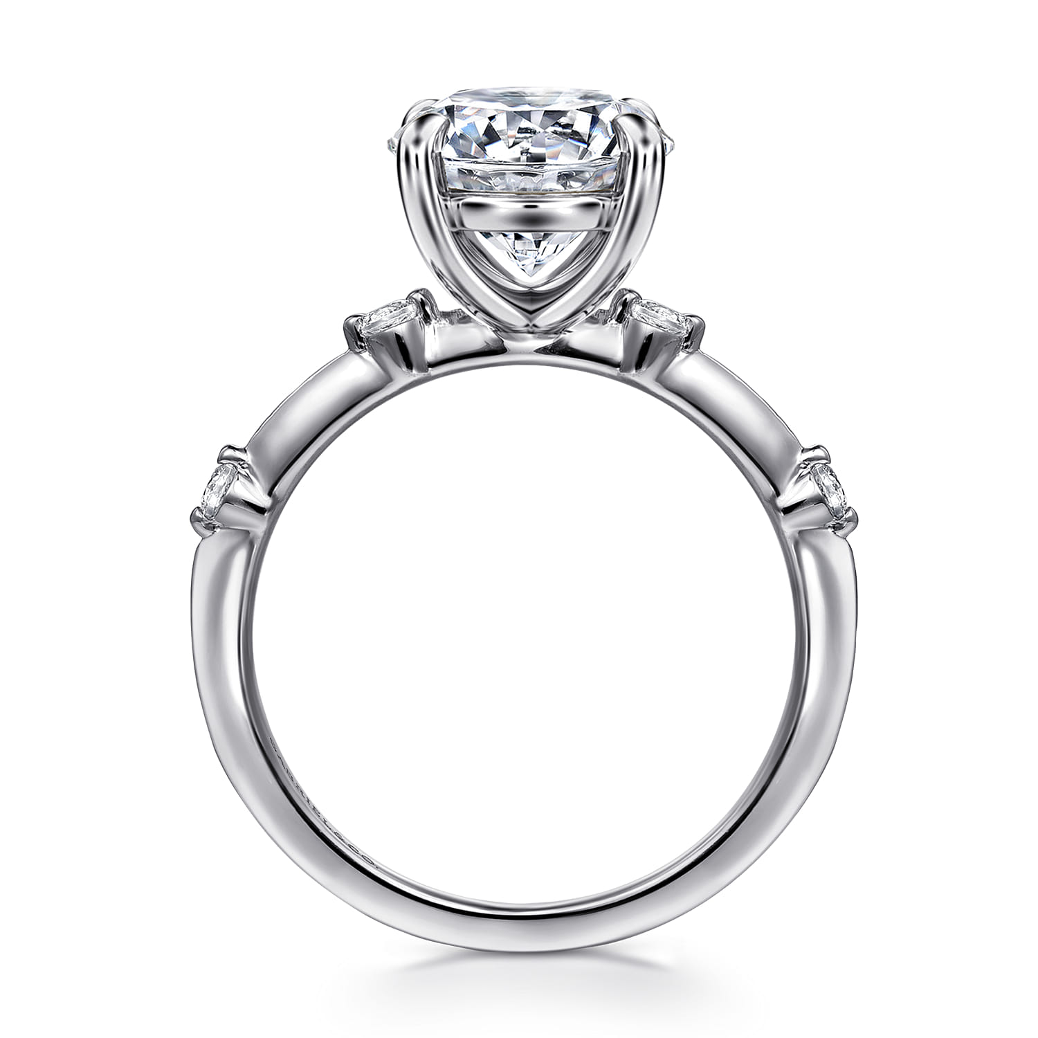 Frances - 14K White Gold Round Diamond Engagement Ring - 0.12 ct - Shot 2