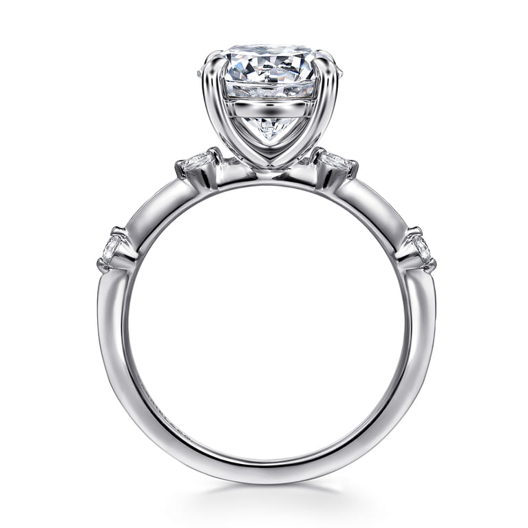Frances - 14K White Gold Round Diamond Engagement Ring - 0.12 ct - Shot 2