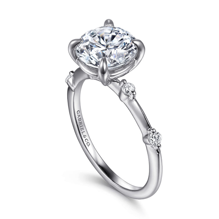Frances - 14K White Gold Round Diamond Engagement Ring - 0.12 ct - Shot 3