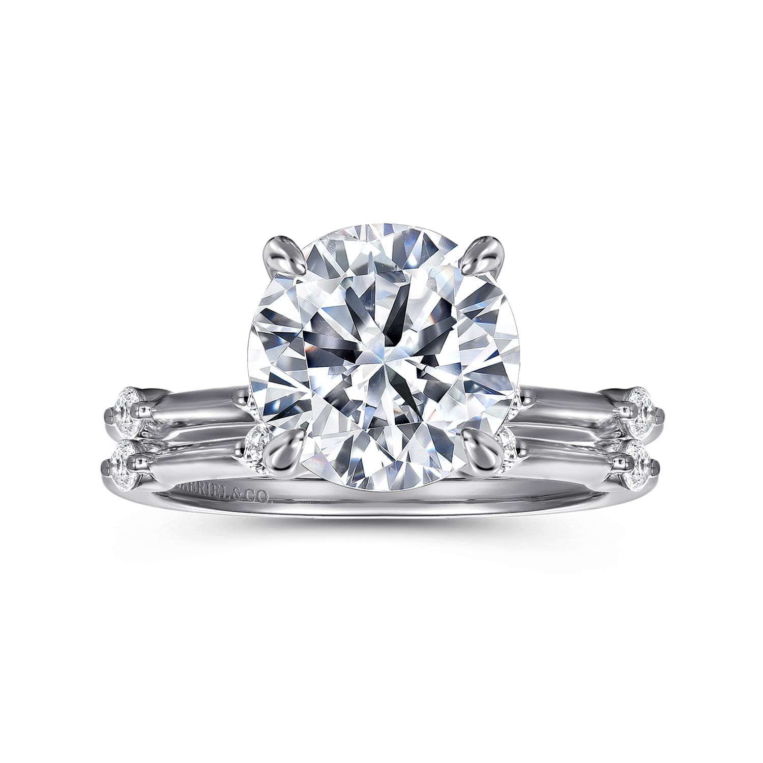 Frances - 14K White Gold Round Diamond Engagement Ring - 0.12 ct - Shot 4