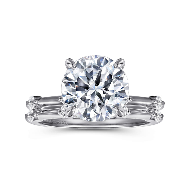 Frances - 14K White Gold Round Diamond Engagement Ring - 0.12 ct - Shot 4
