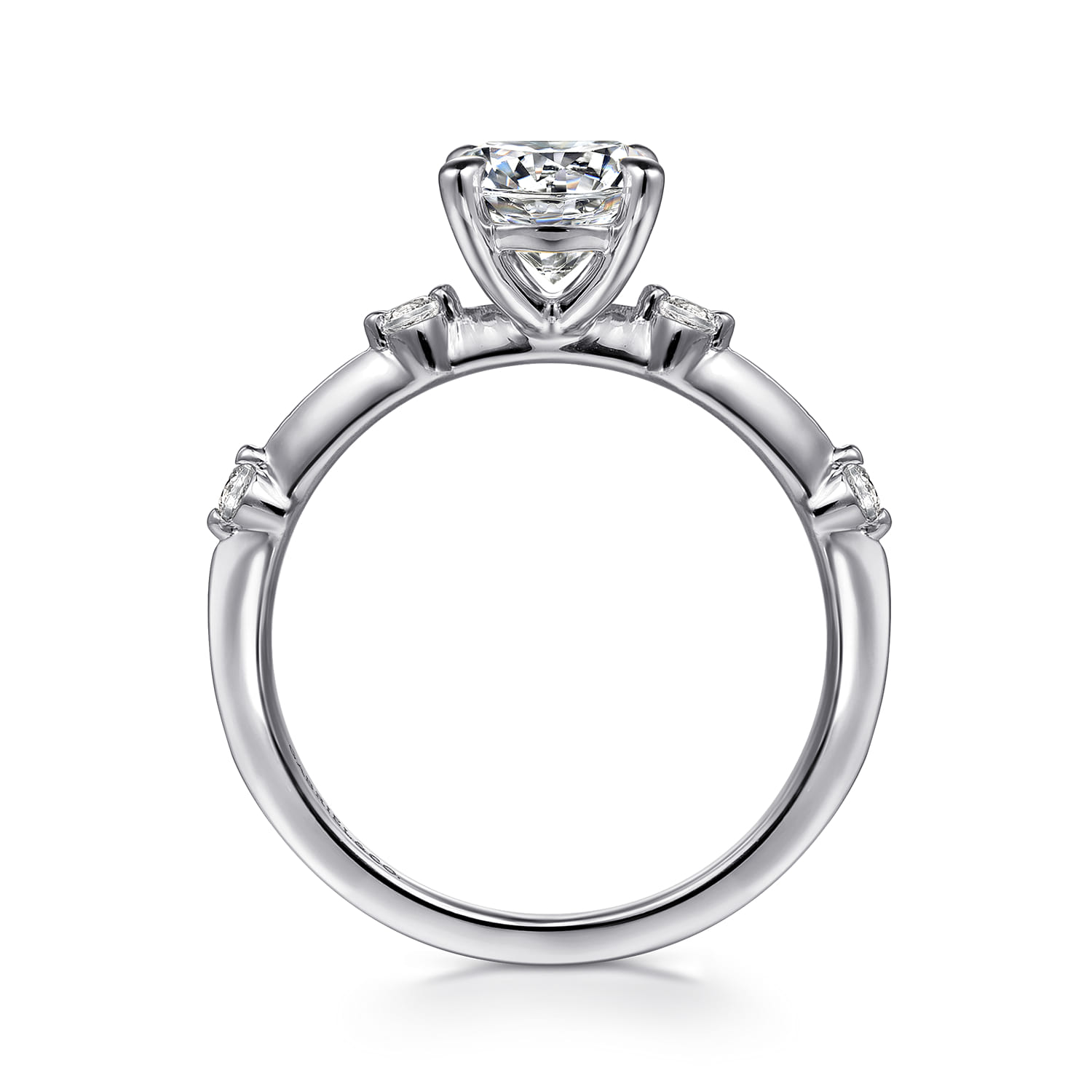 Frances - 14K White Gold Round Diamond Engagement Ring - 0.12 ct - Shot 2
