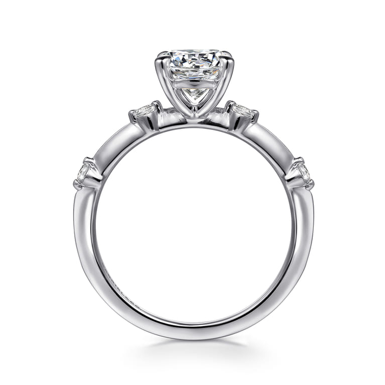 Frances - 14K White Gold Round Diamond Engagement Ring - 0.12 ct - Shot 2