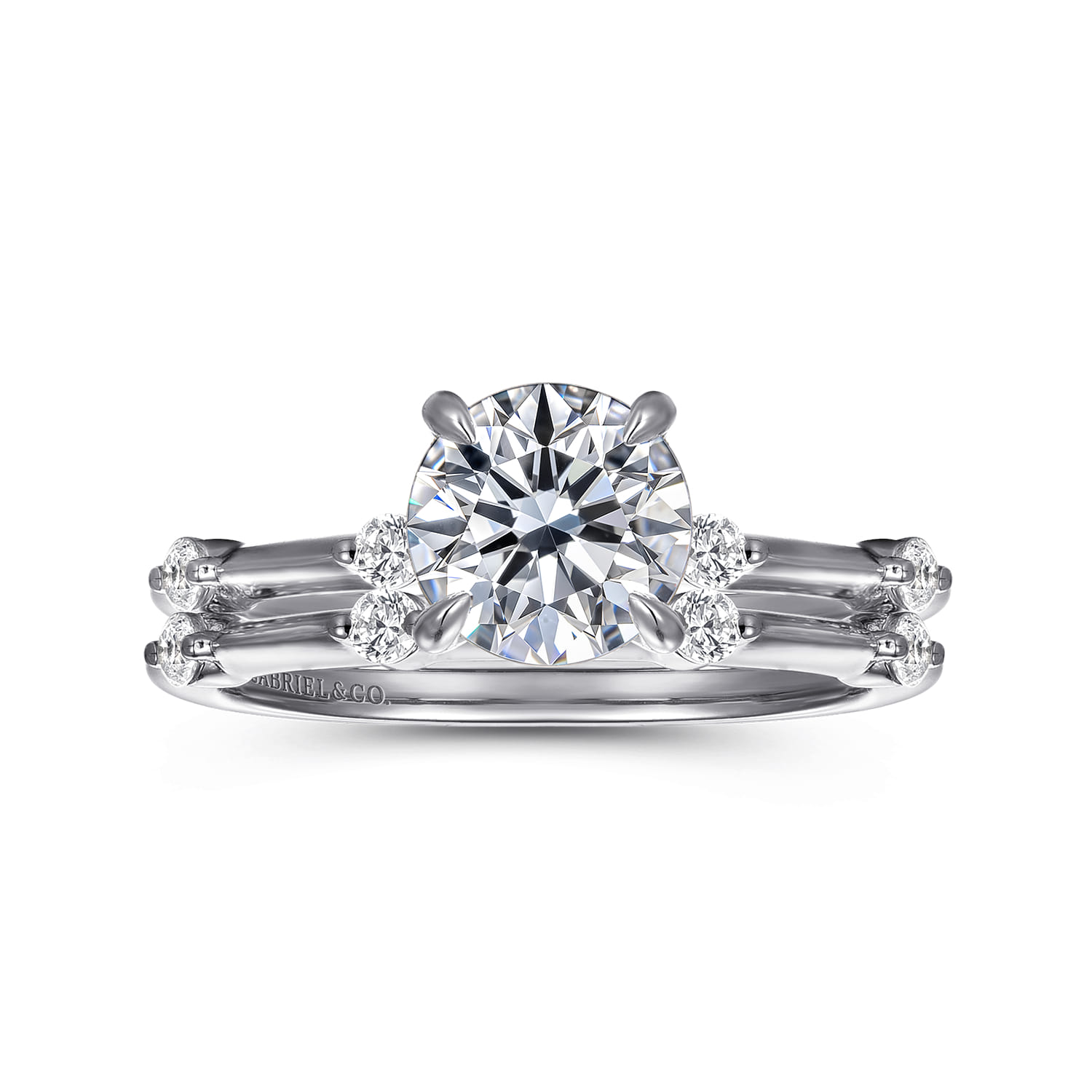 Frances - 14K White Gold Round Diamond Engagement Ring - 0.12 ct - Shot 4
