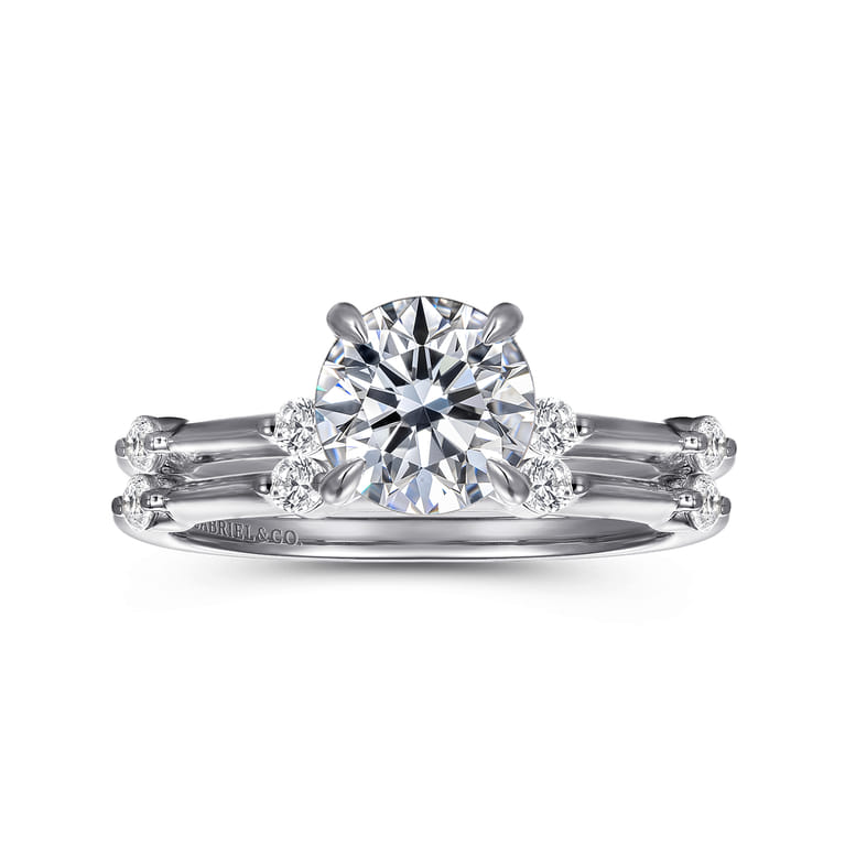 Frances - 14K White Gold Round Diamond Engagement Ring - 0.12 ct - Shot 4