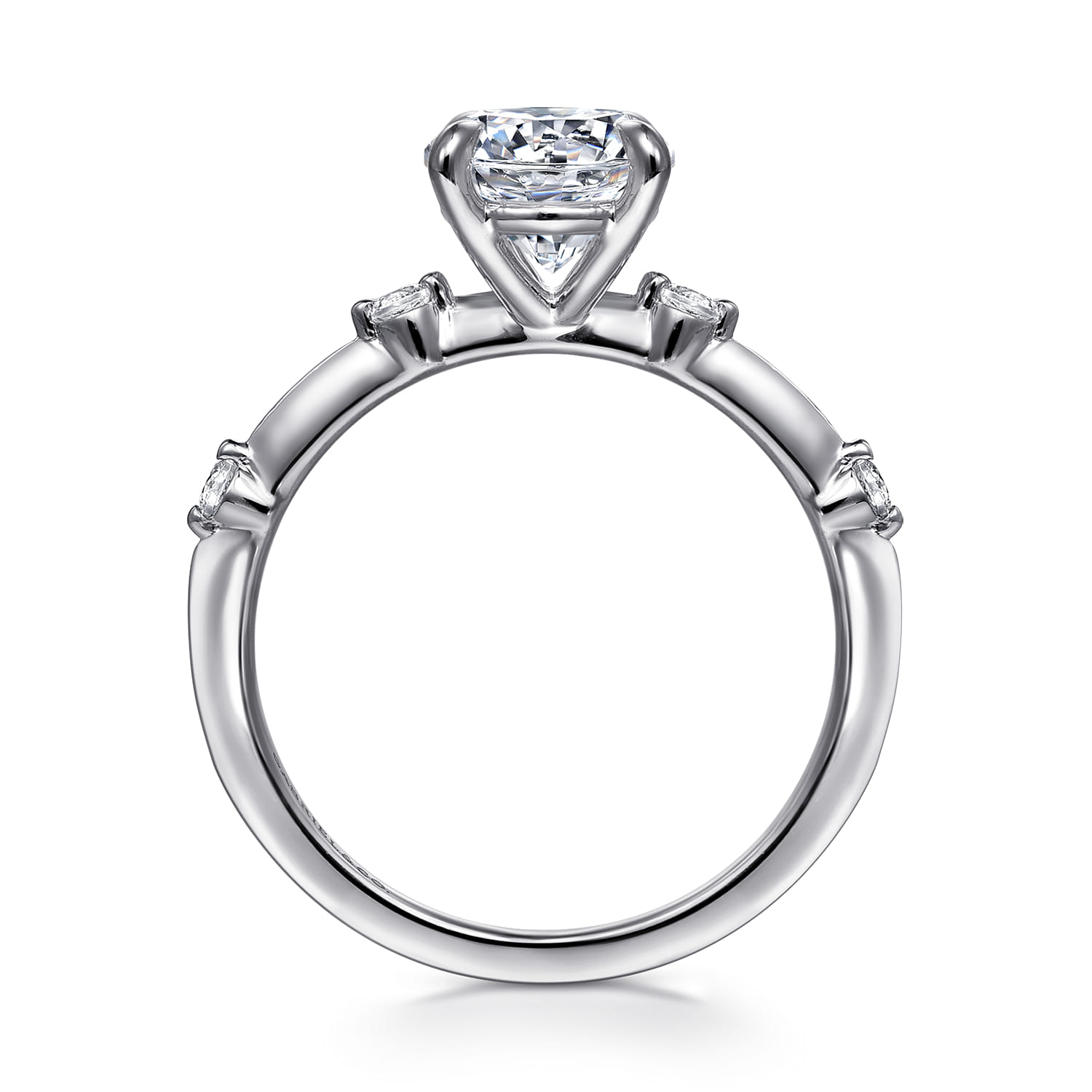 Frances - 14K White Gold Round Diamond Engagement Ring - 0.12 ct - Shot 2