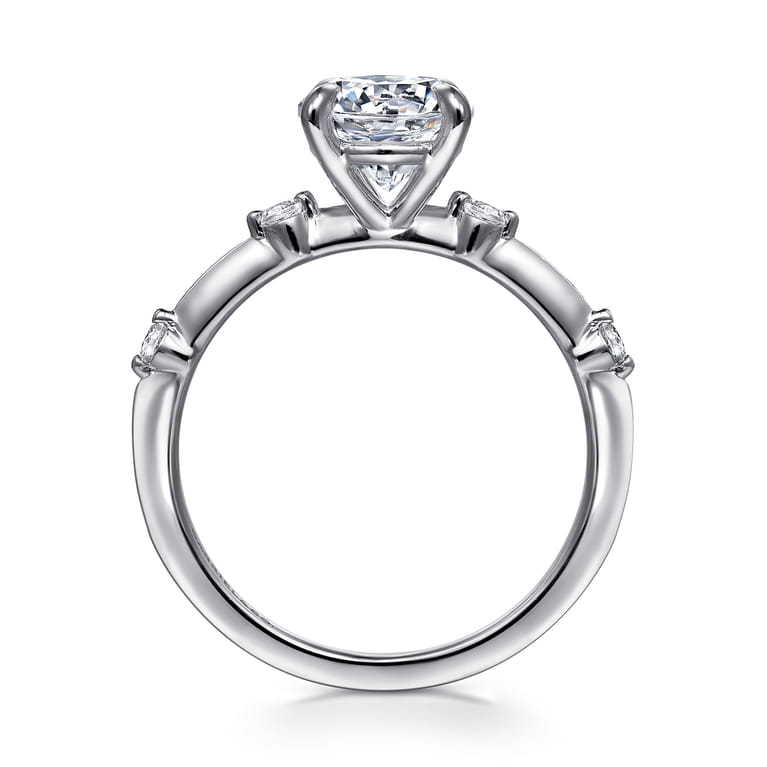 Frances - 14K White Gold Round Diamond Engagement Ring - 0.12 ct - Shot 2