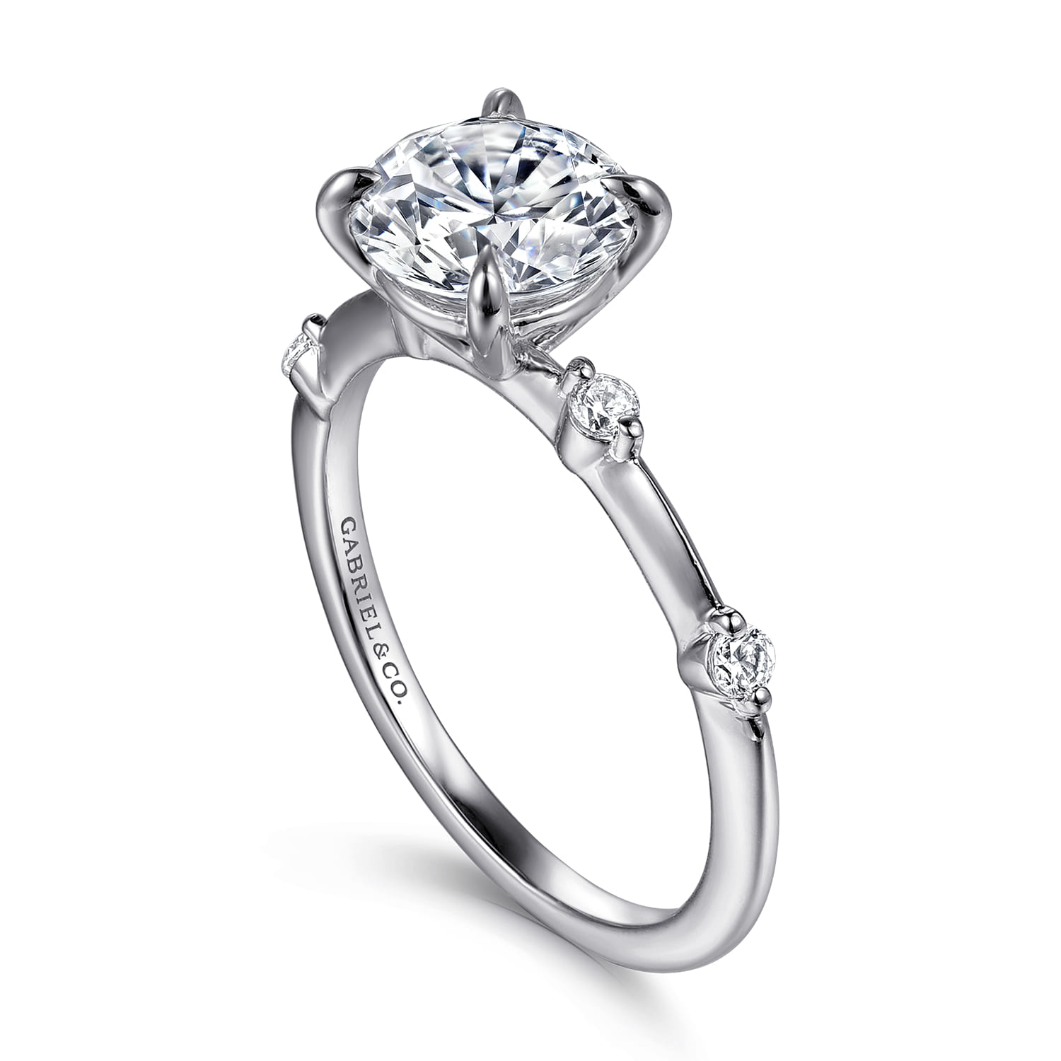 Frances - 14K White Gold Round Diamond Engagement Ring - 0.12 ct - Shot 3