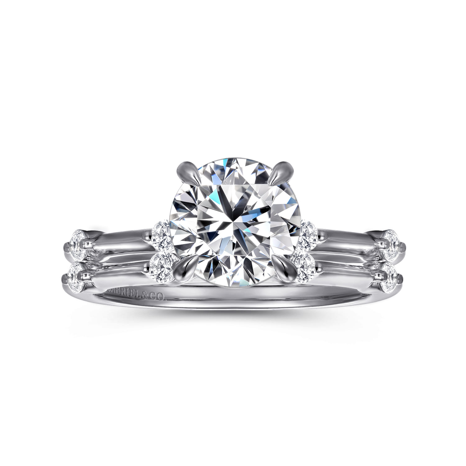 Frances - 14K White Gold Round Diamond Engagement Ring - 0.12 ct - Shot 4