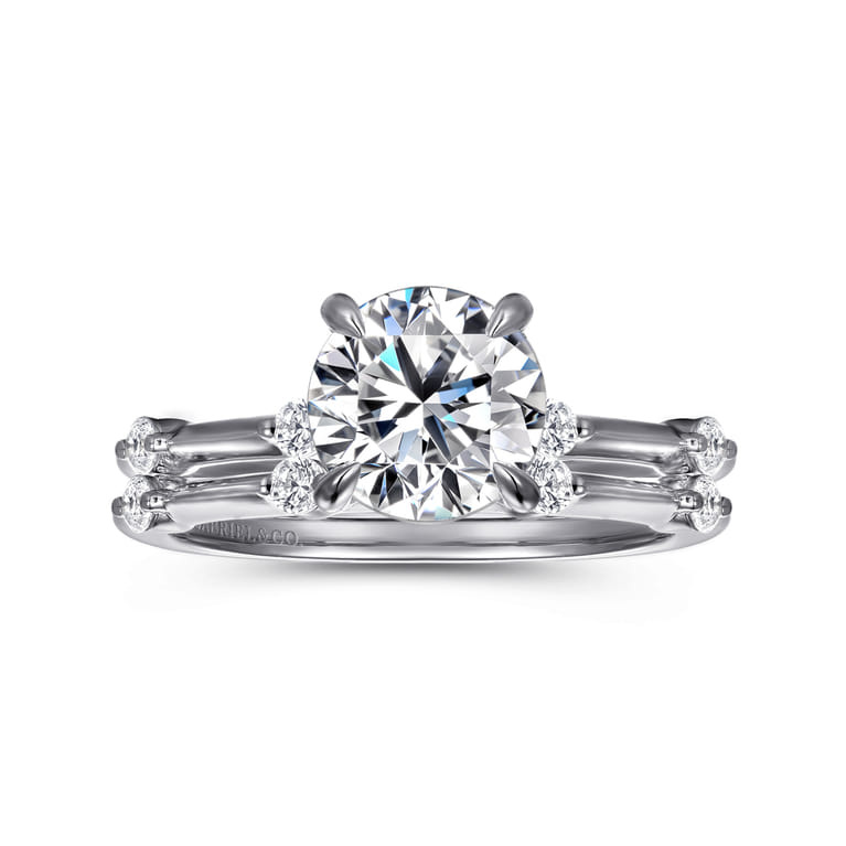 Frances - 14K White Gold Round Diamond Engagement Ring - 0.12 ct - Shot 4