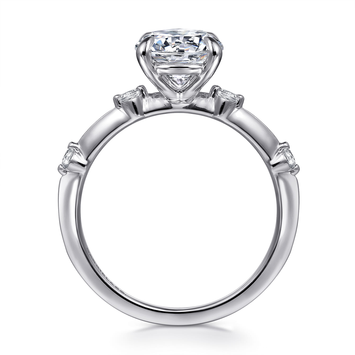 Frances - 14K White Gold Round Diamond Engagement Ring - 0.12 ct - Shot 2