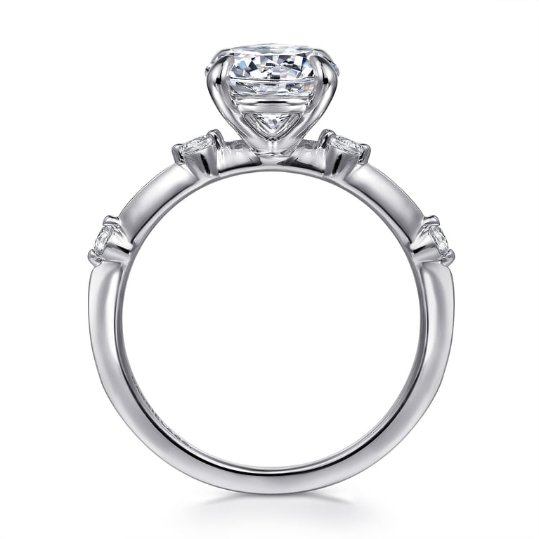 Frances - 14K White Gold Round Diamond Engagement Ring - 0.12 ct - Shot 2
