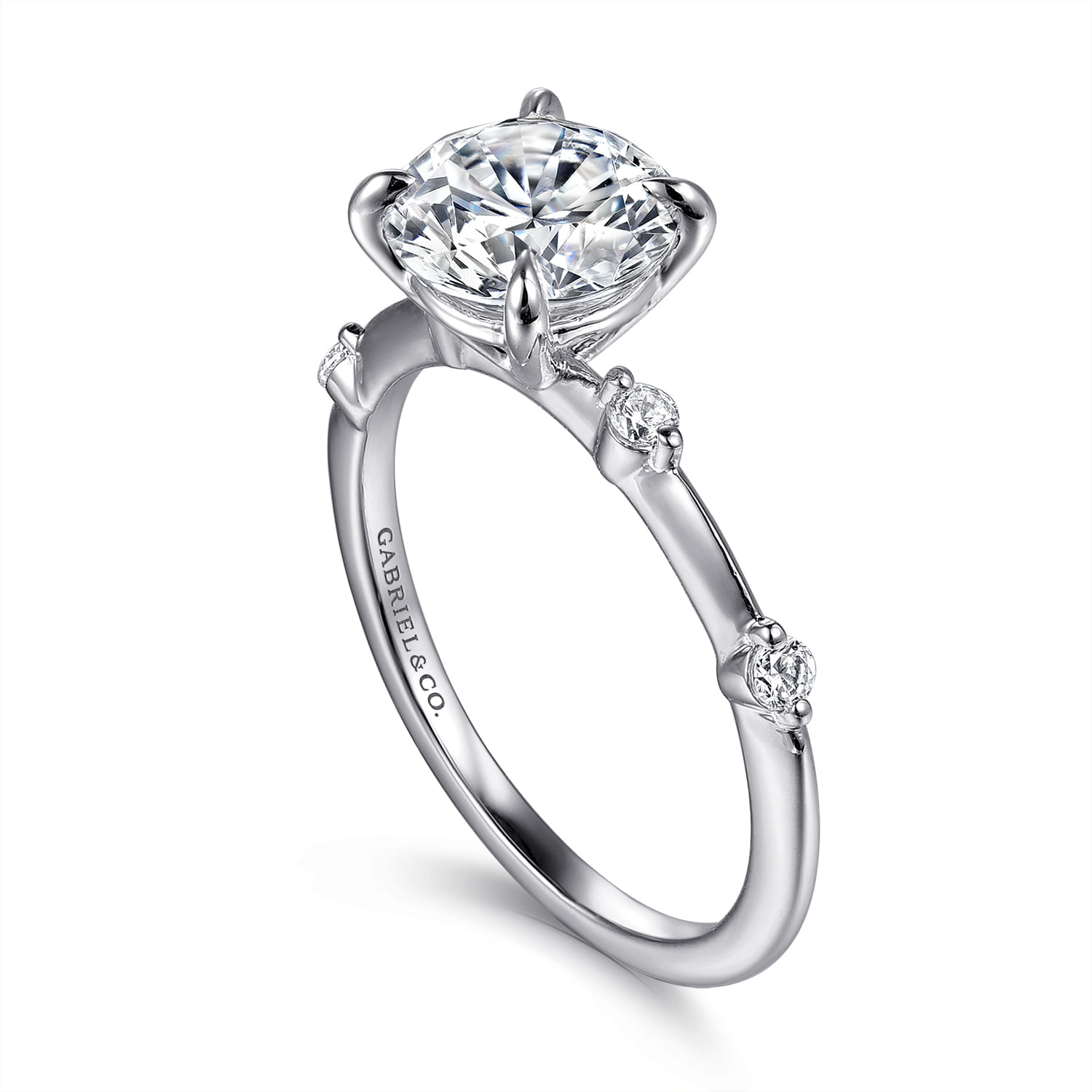 Frances - 14K White Gold Round Diamond Engagement Ring - 0.12 ct - Shot 3