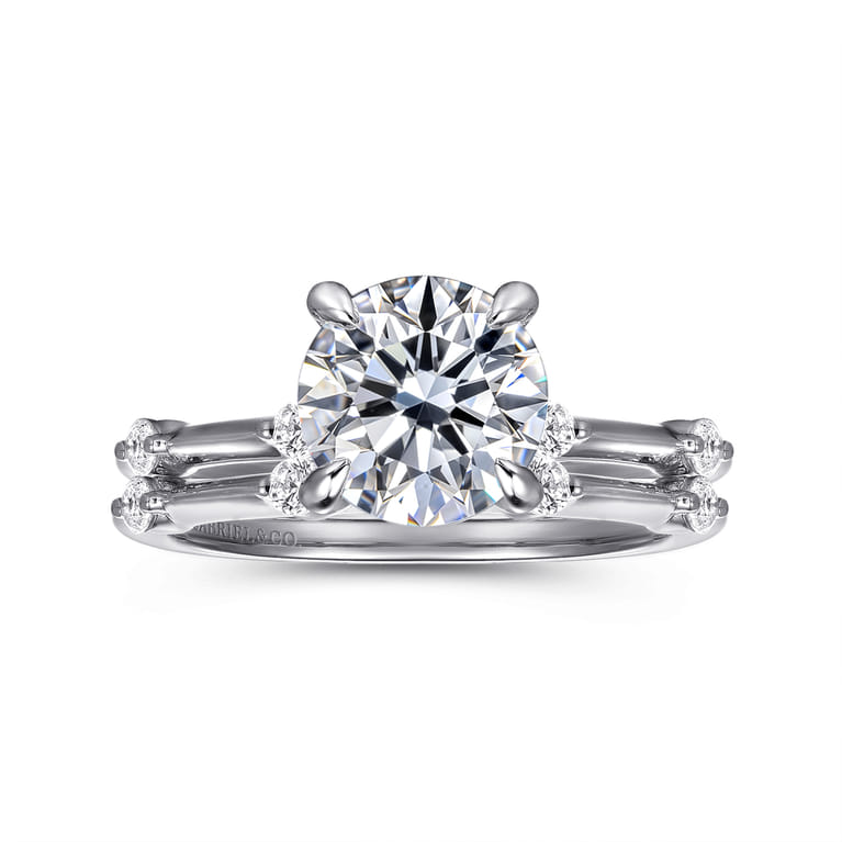 Frances - 14K White Gold Round Diamond Engagement Ring - 0.12 ct - Shot 4