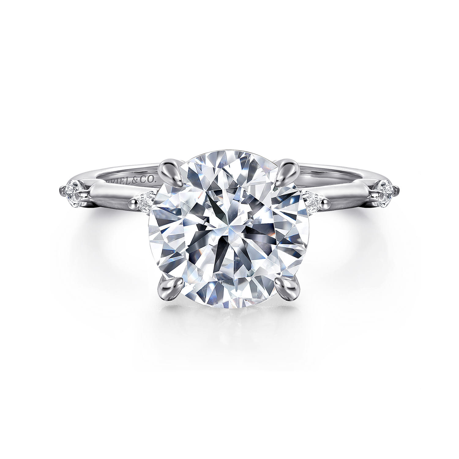 Marline - 14K White Gold Round Diamond Engagement Ring - 0.17 ct - Shot 1
