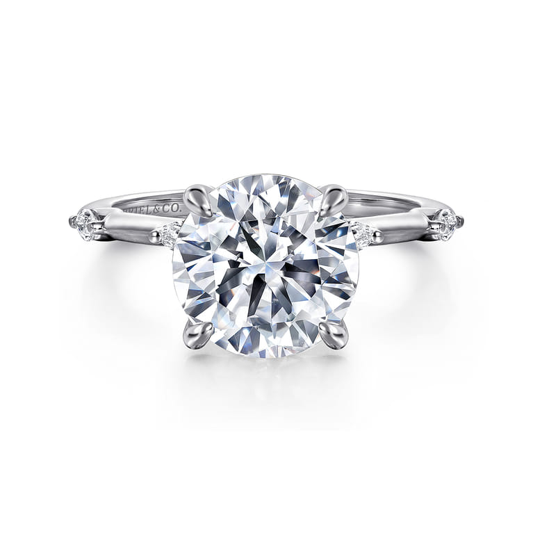 Marline - 14K White Gold Round Diamond Engagement Ring - 0.17 ct - Shot 1