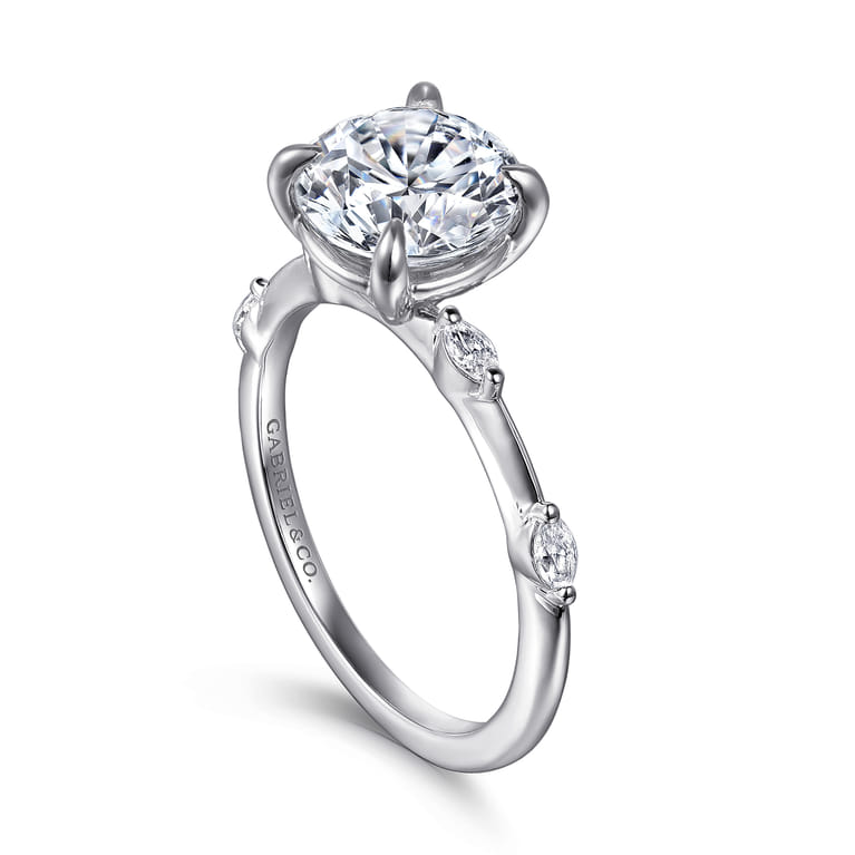 Marline - 14K White Gold Round Diamond Engagement Ring - 0.17 ct - Shot 3