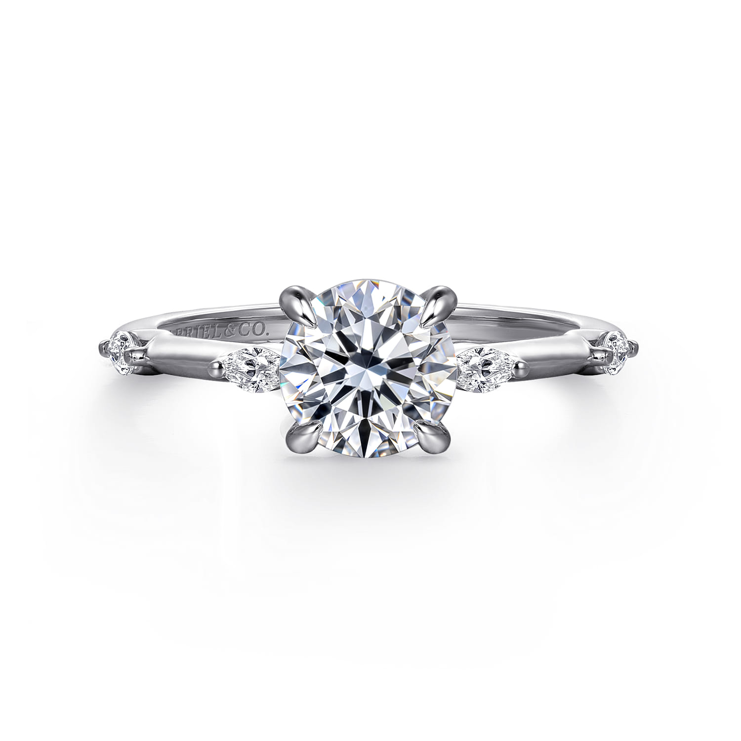 Marline - 14K White Gold Round Diamond Engagement Ring - 0.17 ct - Shot 1