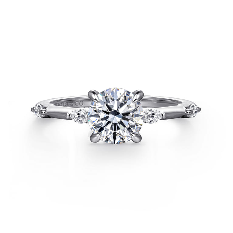 Marline - 14K White Gold Round Diamond Engagement Ring - 0.17 ct - Shot 1