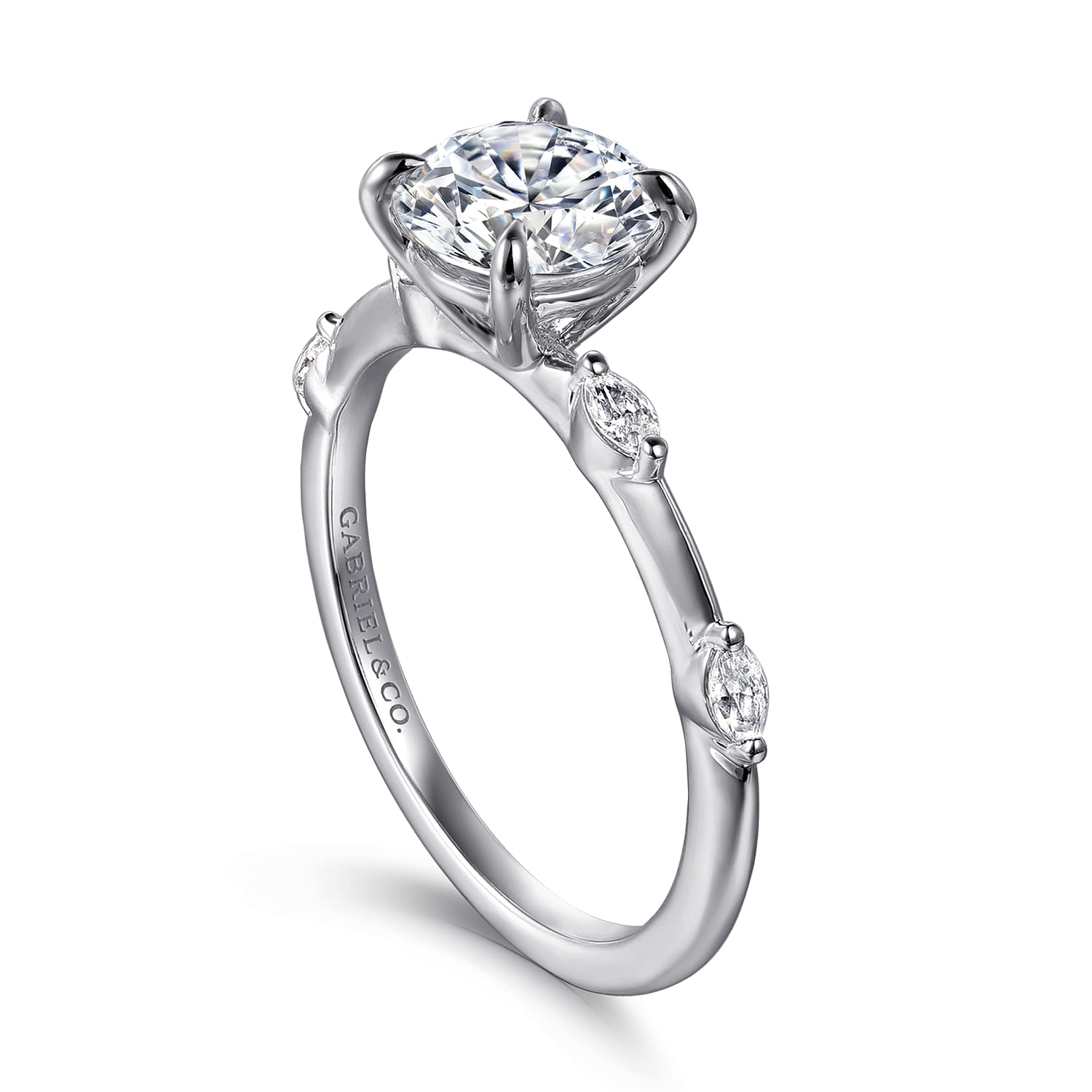 Marline - 14K White Gold Round Diamond Engagement Ring - 0.17 ct - Shot 3