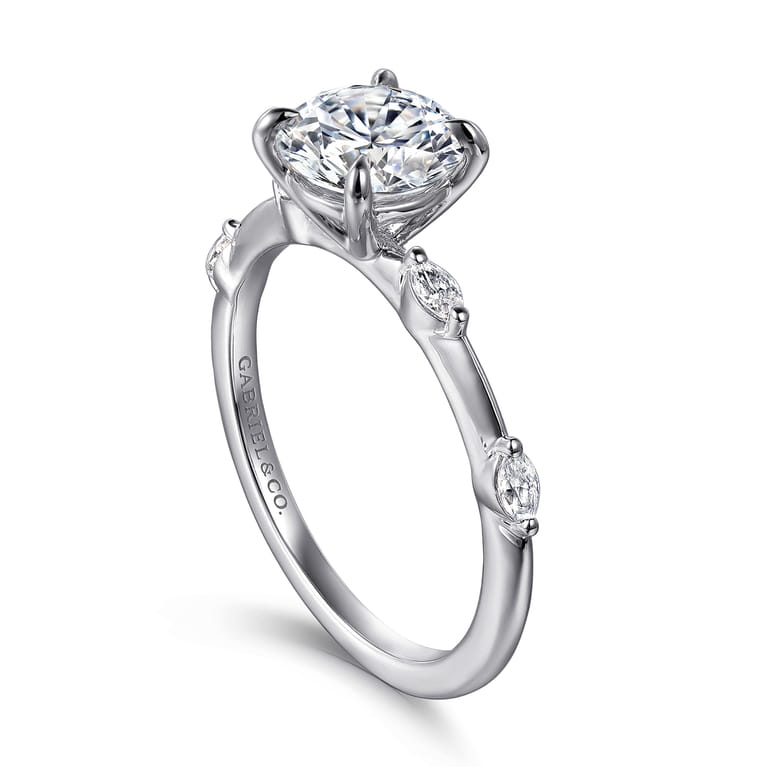 Marline - 14K White Gold Round Diamond Engagement Ring - 0.17 ct - Shot 3