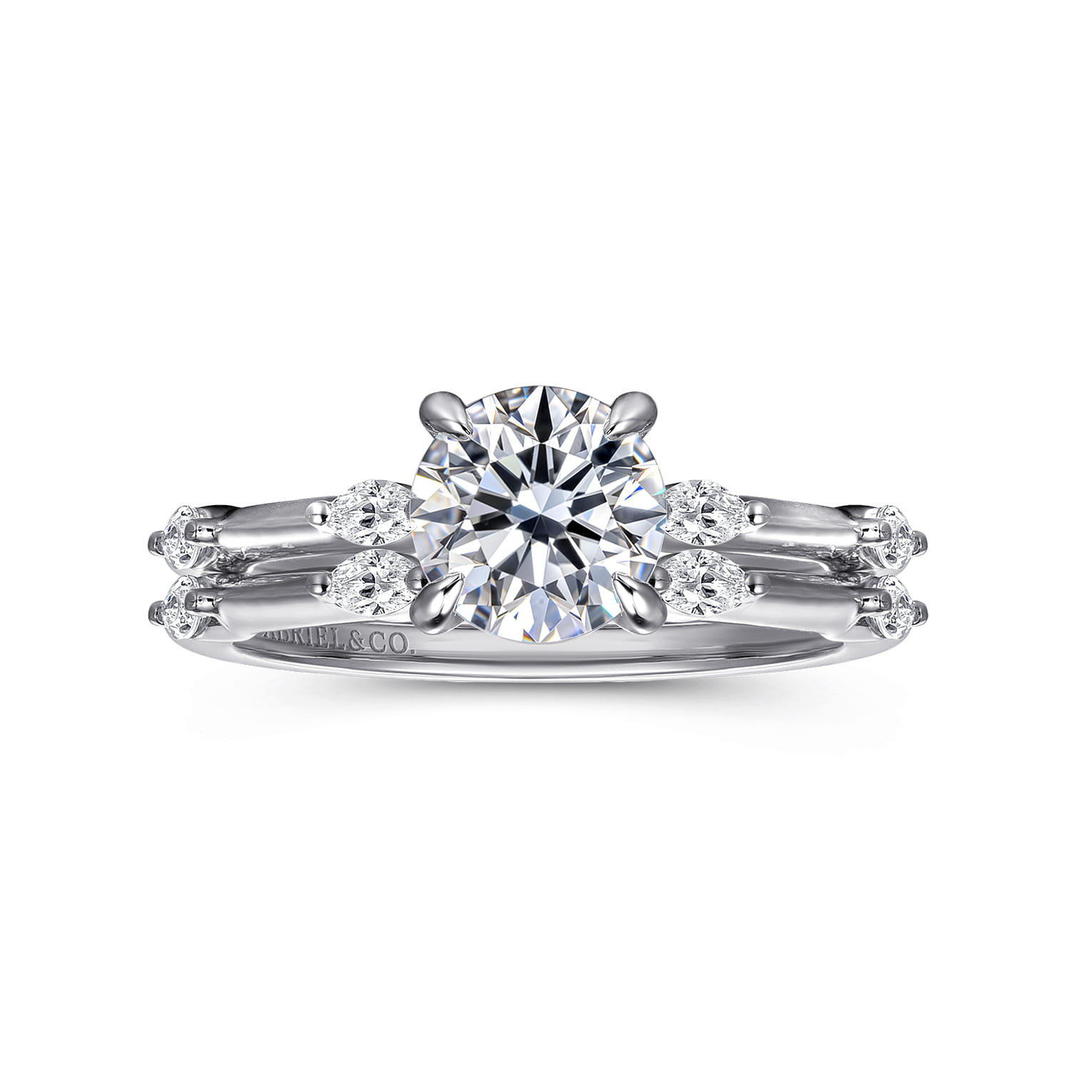 Marline - 14K White Gold Round Diamond Engagement Ring - 0.17 ct - Shot 4