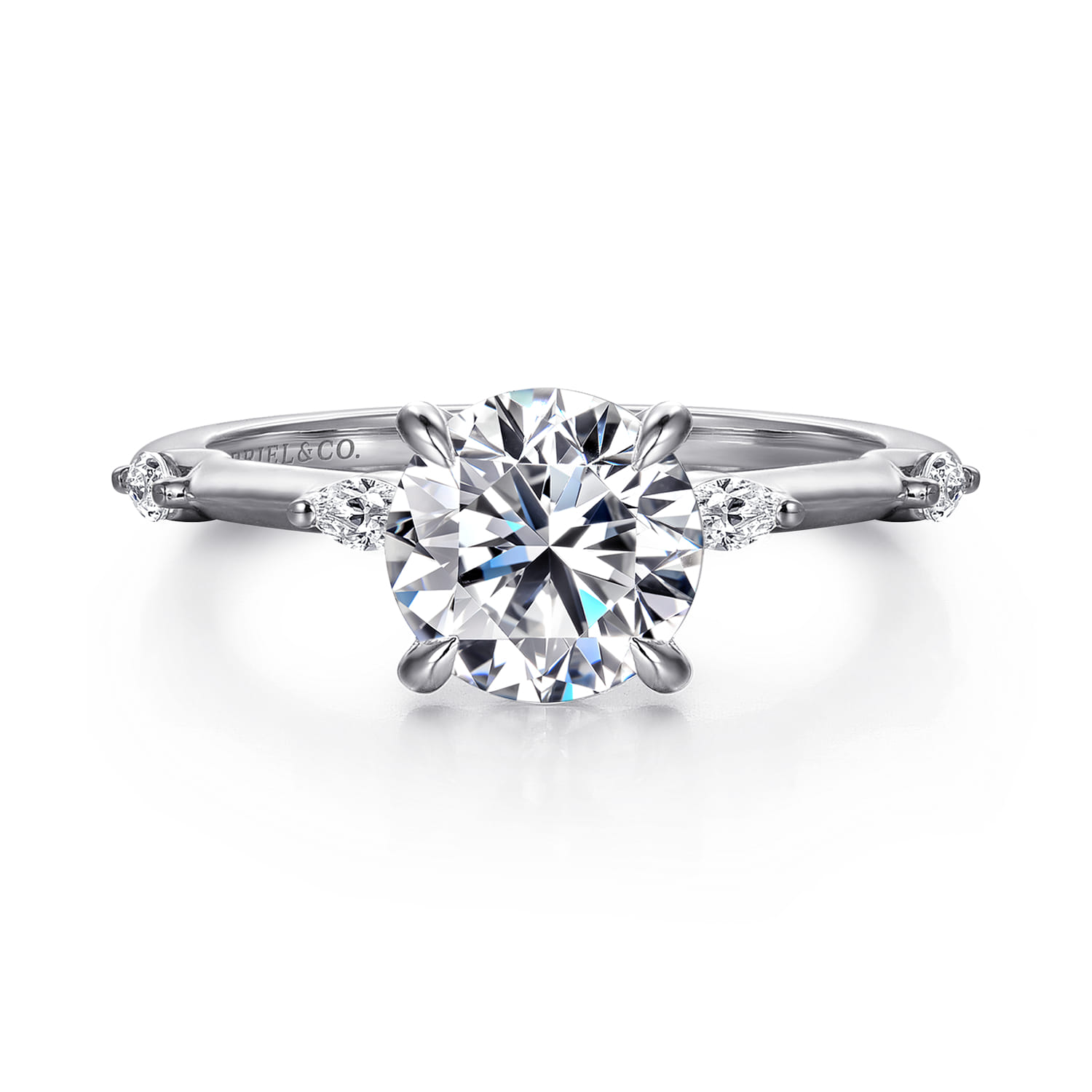 Marline - 14K White Gold Round Diamond Engagement Ring - 0.17 ct - Shot 1