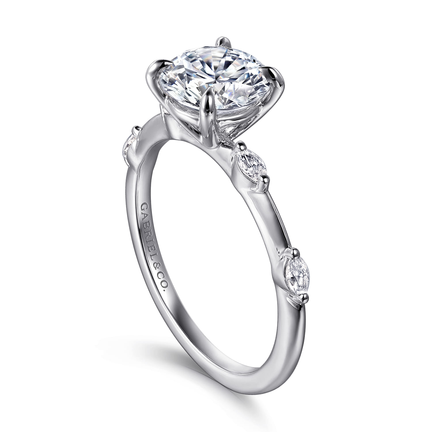 Marline - 14K White Gold Round Diamond Engagement Ring - 0.17 ct - Shot 3