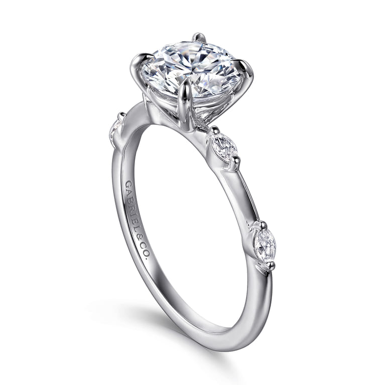 Marline - 14K White Gold Round Diamond Engagement Ring - 0.17 ct - Shot 3