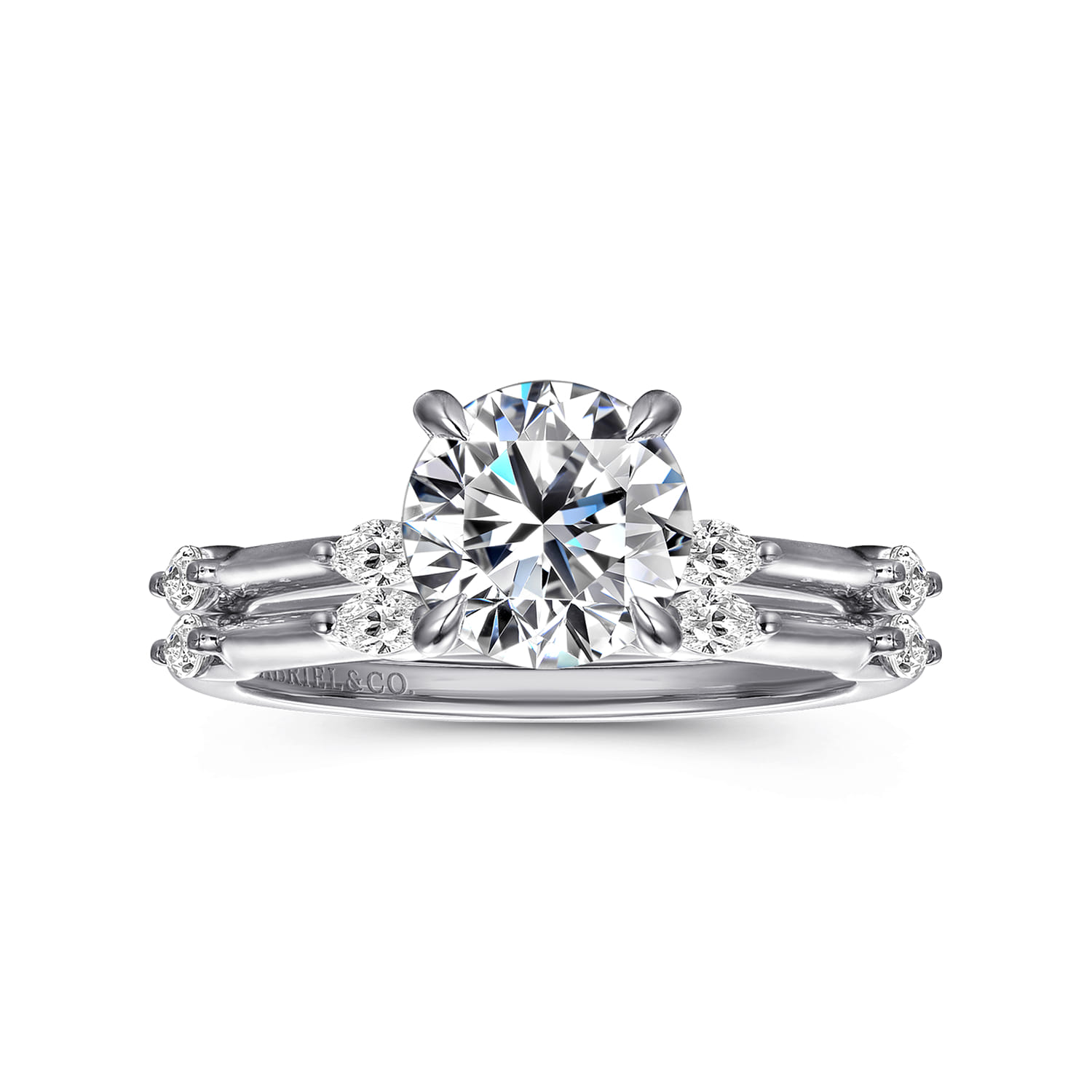 Marline - 14K White Gold Round Diamond Engagement Ring - 0.17 ct - Shot 1