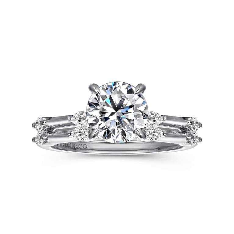 Marline - 14K White Gold Round Diamond Engagement Ring - 0.17 ct - Shot 1