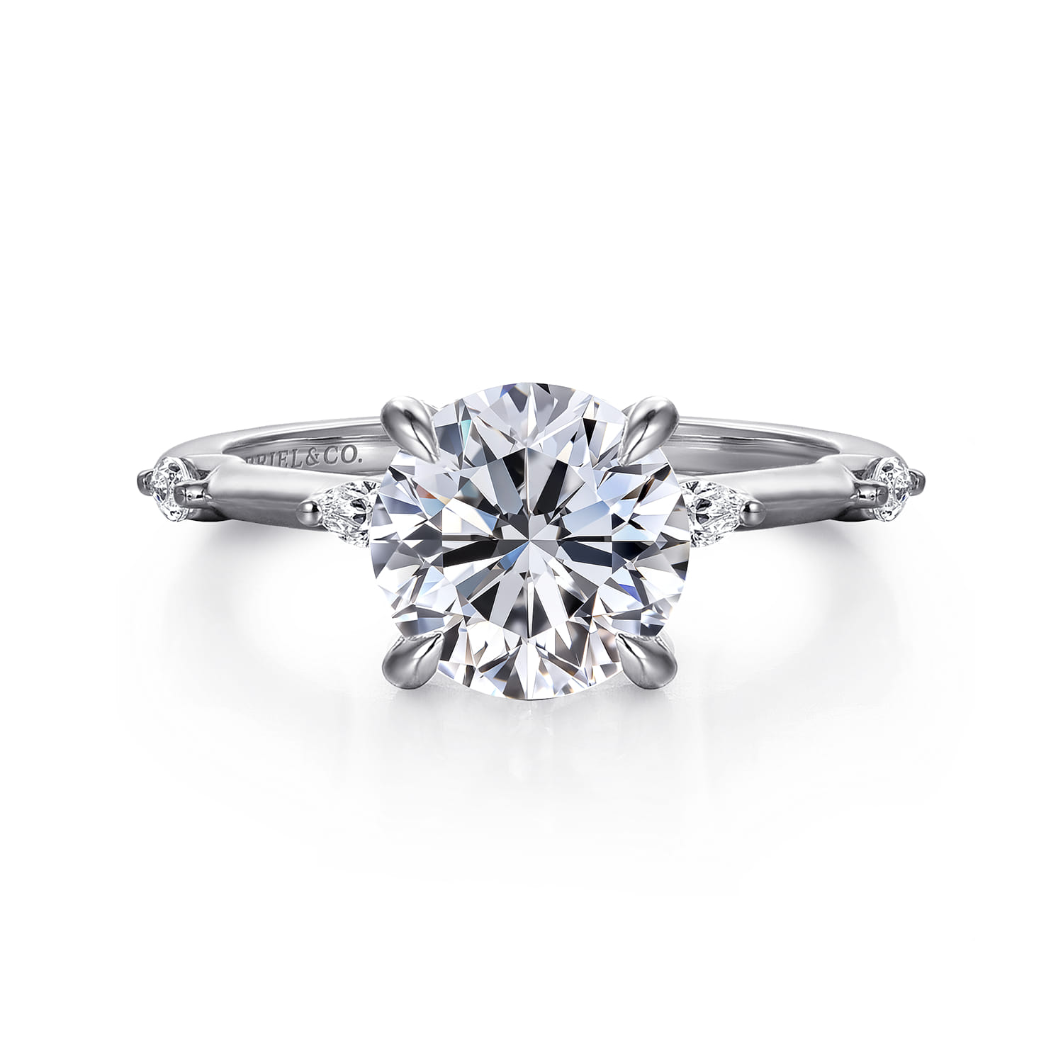 Marline - 14K White Gold Round Diamond Engagement Ring - 0.17 ct - Shot 1
