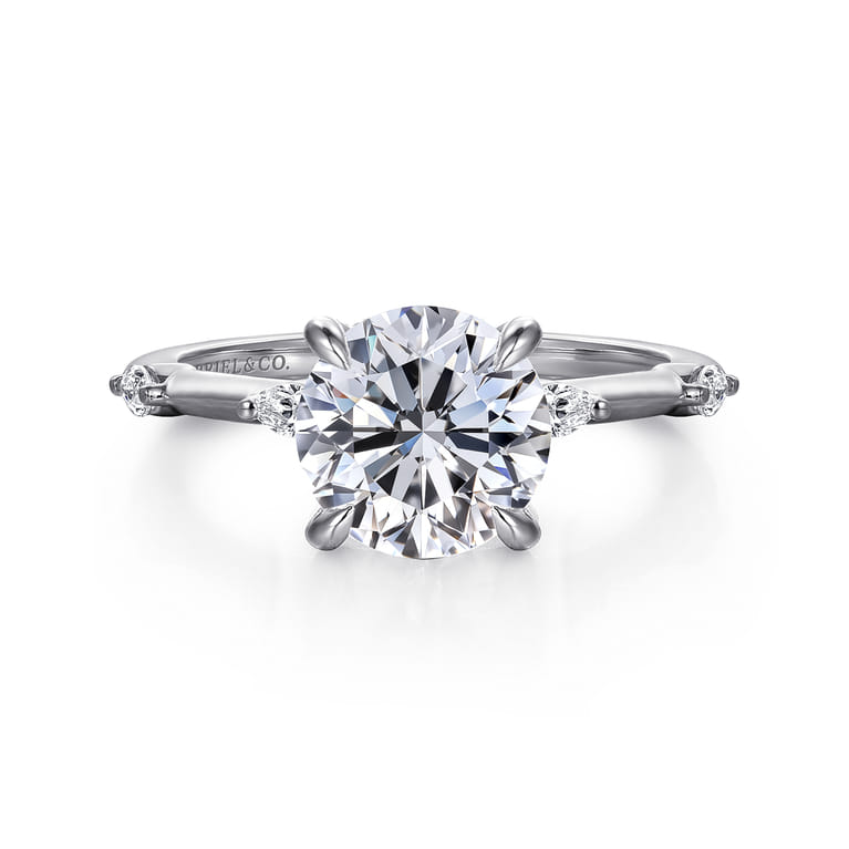 Marline - 14K White Gold Round Diamond Engagement Ring - 0.17 ct - Shot 1