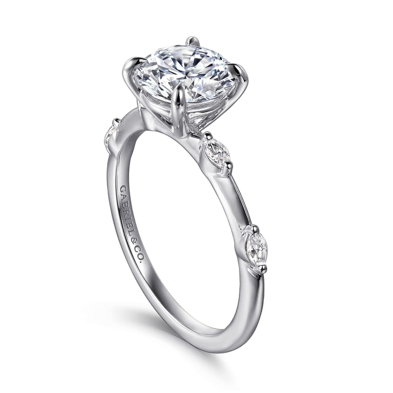 Marline - 14K White Gold Round Diamond Engagement Ring - 0.17 ct - Shot 3