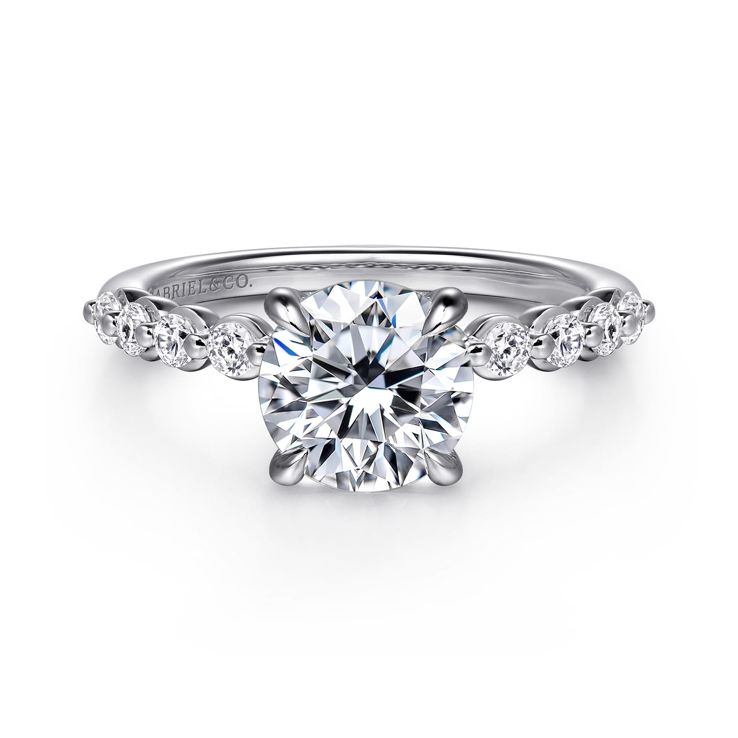 Kim - 14K White Gold Round Diamond Engagement Ring - 0.4 ct - Shot 1
