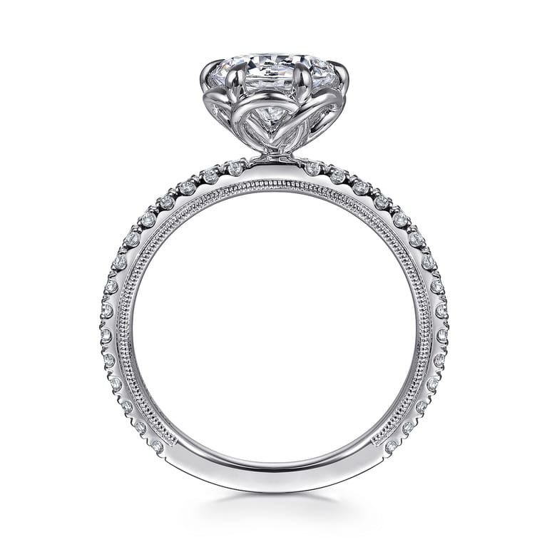 Lida - 14K White Gold Bezel Prong Round Diamond Engagement Ring - 0.4 ct - Shot 2