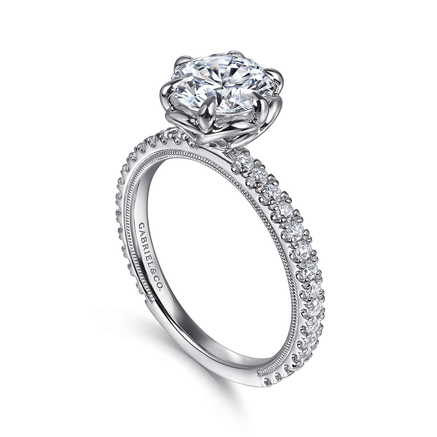 Lida - 14K White Gold Bezel Prong Round Diamond Engagement Ring - 0.4 ct - Shot 3