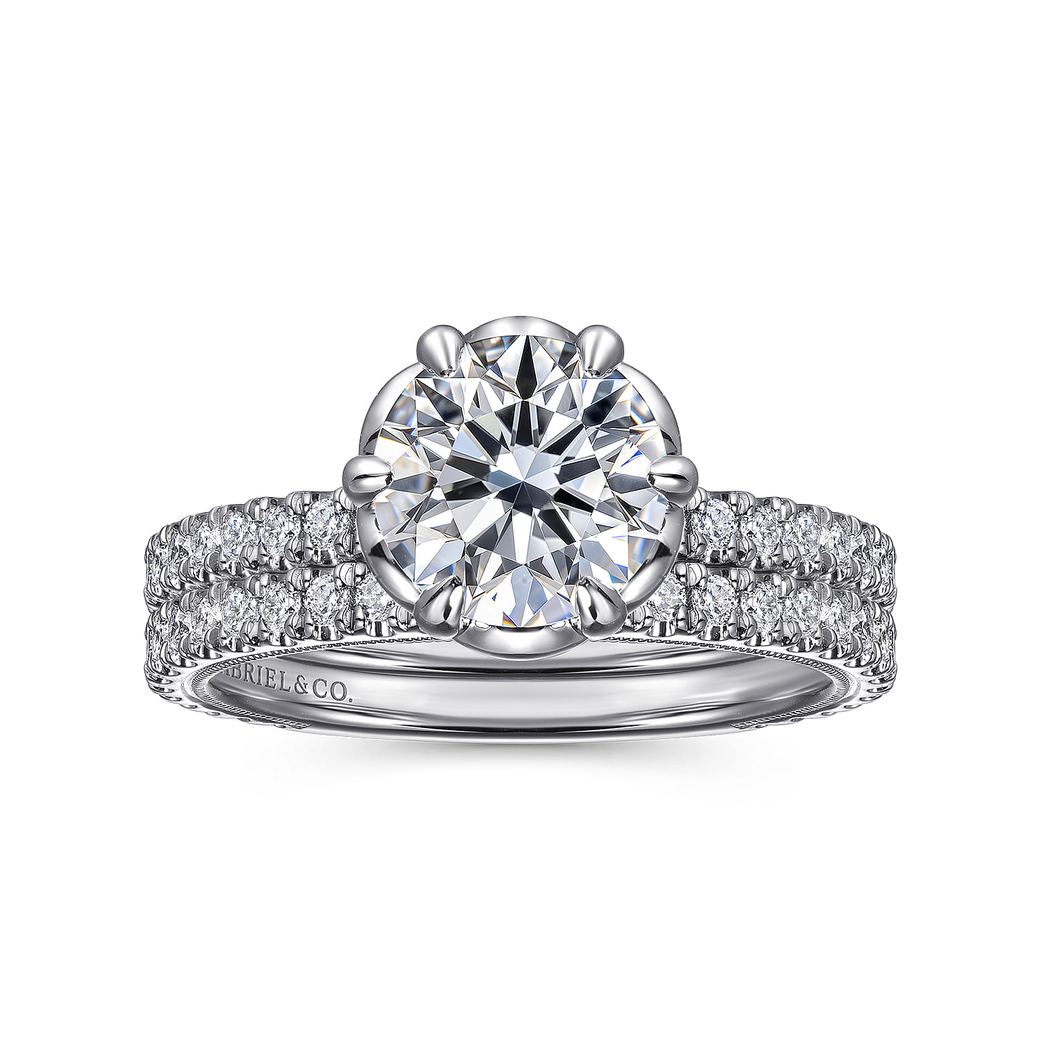 Lida - 14K White Gold Bezel Prong Round Diamond Engagement Ring - 0.4 ct - Shot 4