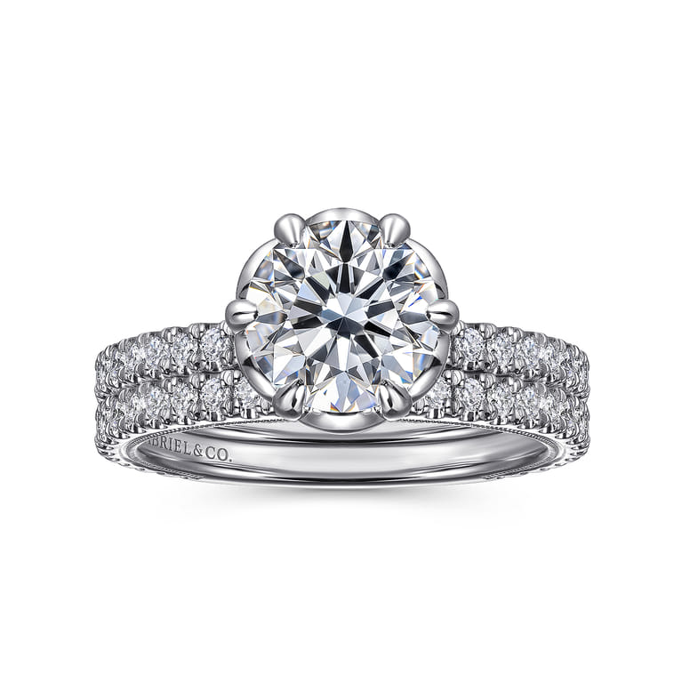 Lida - 14K White Gold Bezel Prong Round Diamond Engagement Ring - 0.4 ct - Shot 4